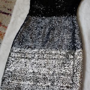 Black and silver mini dress